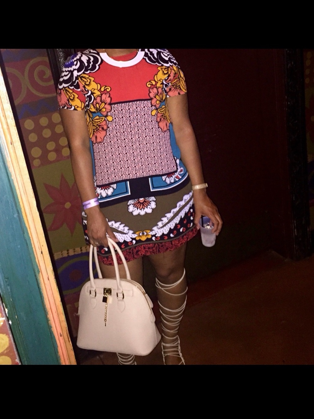 Express Colorblock Floral & Geometric Mini Dress